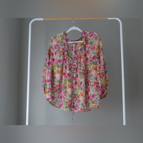 Zara Metallic Thread Floral Shirt - Size XL | Vibrant & Elegant - Picture 3 of 3